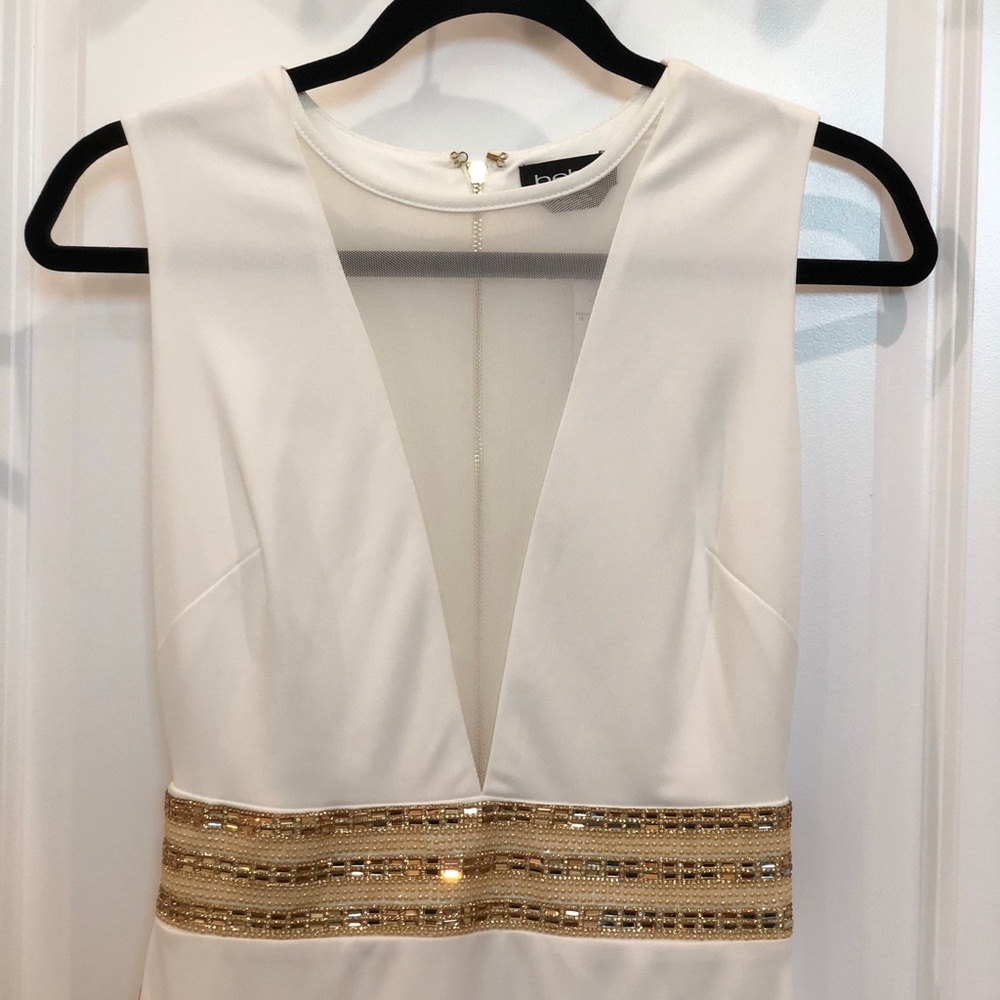 Brand NEW goddess white dress with gold waist!